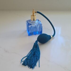 Vintage Edmar Creations Perfume Bottle Atomizer Lady Fair Blue Tassel gold